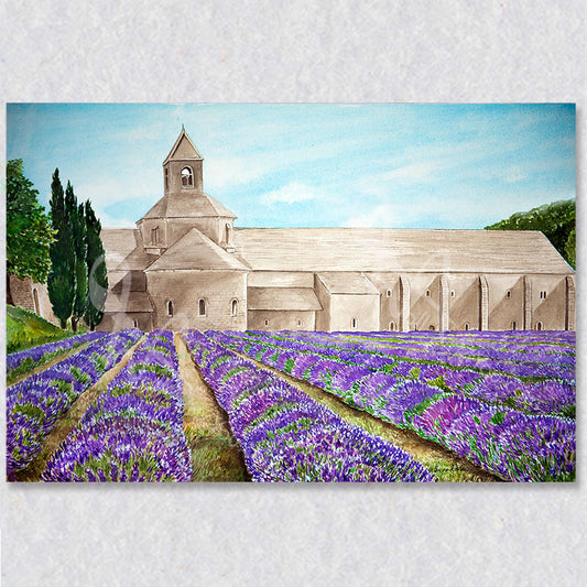 "Lavender Fields of Senanque" wall art was created by Susan Holmes.