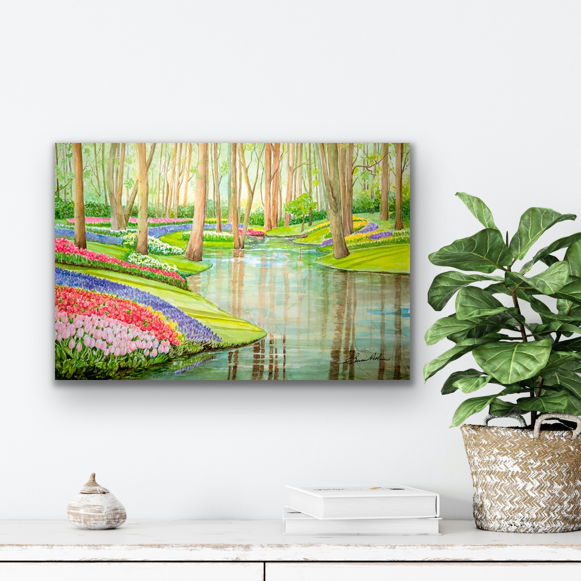"Spring in Keukenhof" original watercolour will look great in many rooms of your home.