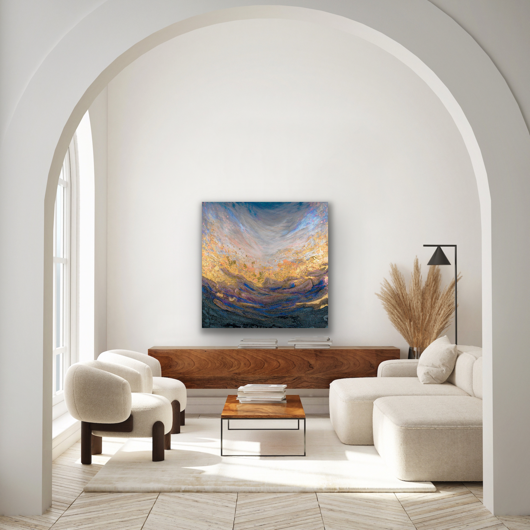 This abstract work of art will make a stunning addition to your living room.