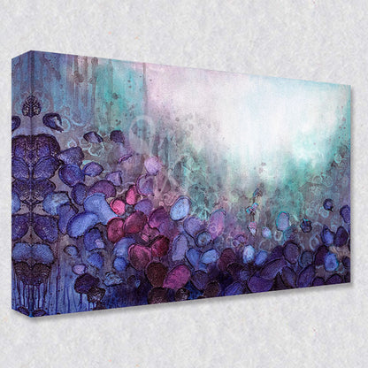 "Sea of Bloom" comes as a gallery wrapped canvas print with a rich 1.5 inch thick wood frame. We use a moisture resistant poly-cotton canvas that will not sag and high quality inks that will last over 100 years.