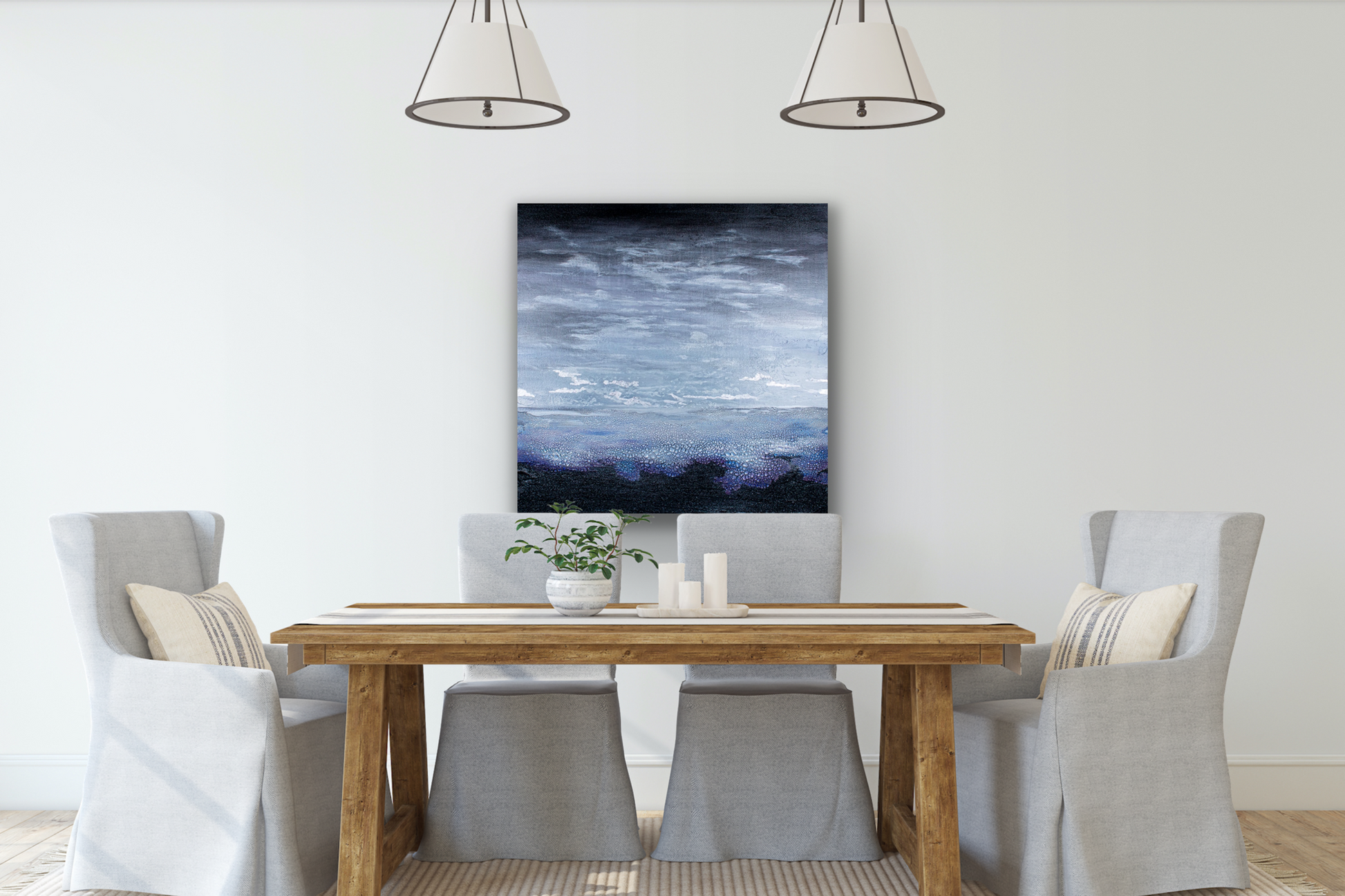 Silver Lining abstract wall art comes in five canvas print sizes.