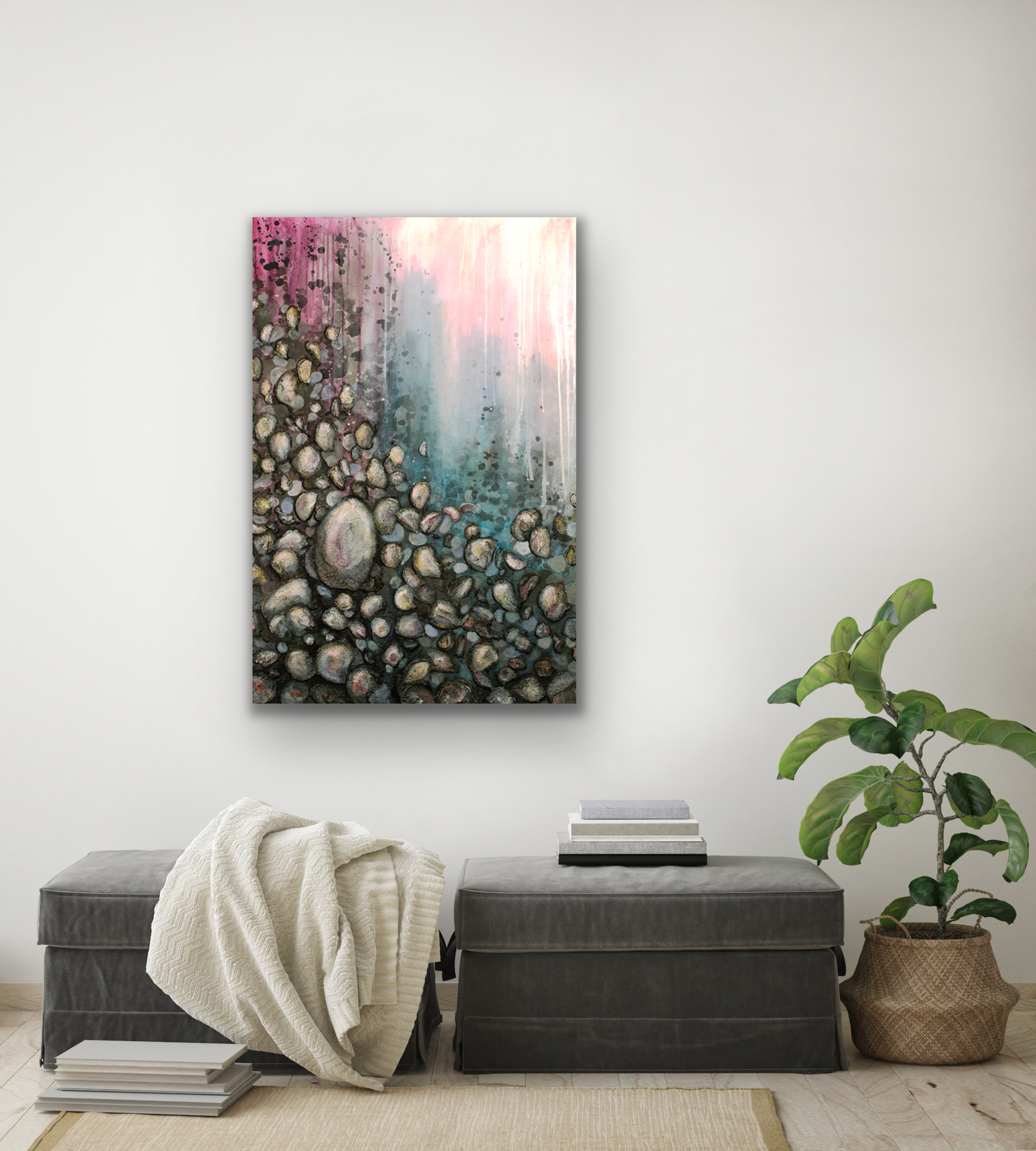 Skipping Stones is an abstract painting by Tiffany Reid.