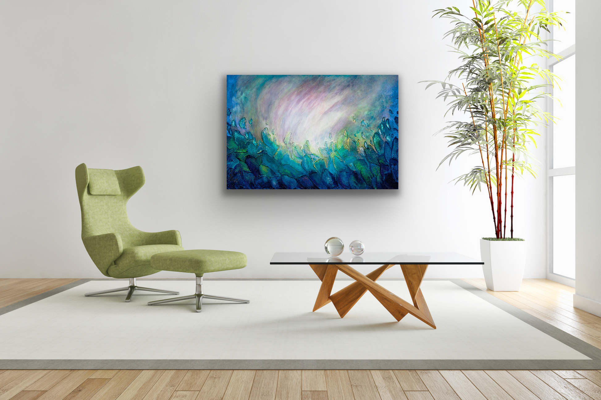 "Turbulence" art work comes in five different canvas print sizes to fit your wall perfectly.