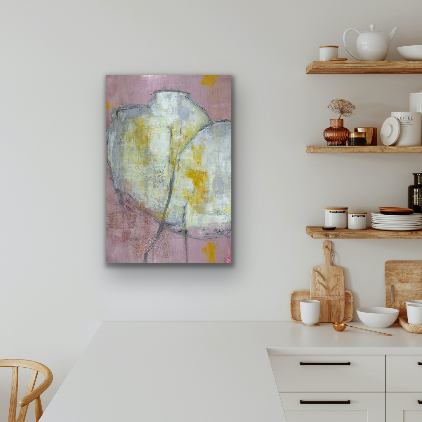 "Captured" work of art with its soft colours will work in many room of your home.