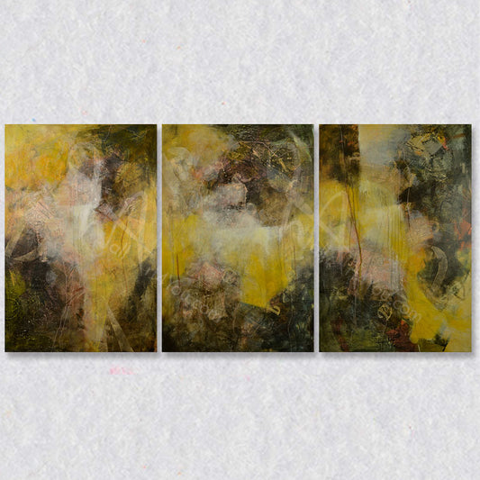 "Loud and Clear" Triptych painting was created by Canadian artist Victoria Klassen.