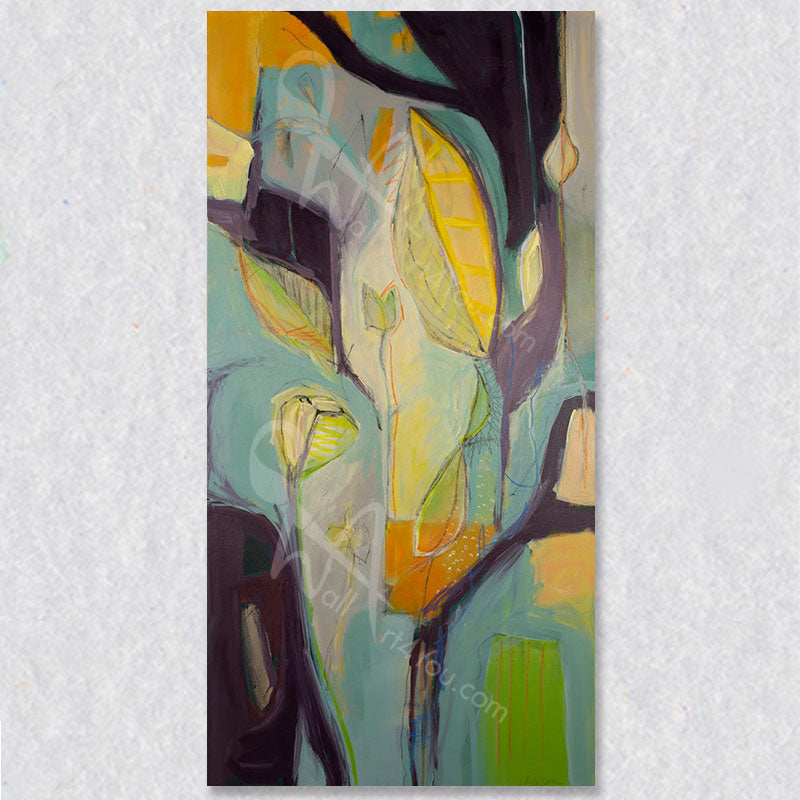Serenity is an abstract painting by Canadian artist Victoria Klassen. This wall art works well at the home or office.