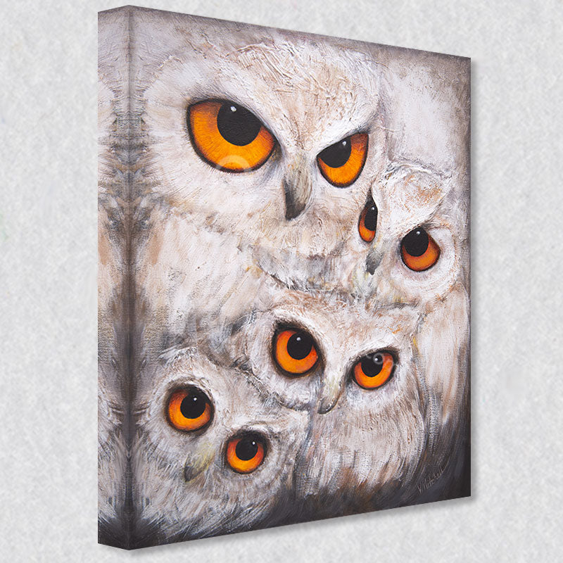 "Who" comes as a gallery wrapped canvas print with a rich 1.5 inch thick wood frame. We use a moisture resistant poly-cotton canvas that will not sag and high quality inks that will last over 100 years.