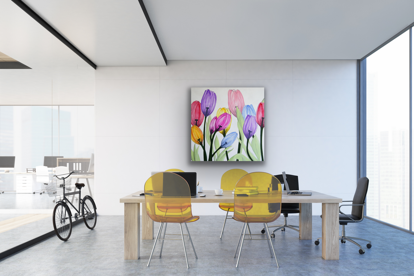 "Frolic" art of work will look great in an office professional space.
