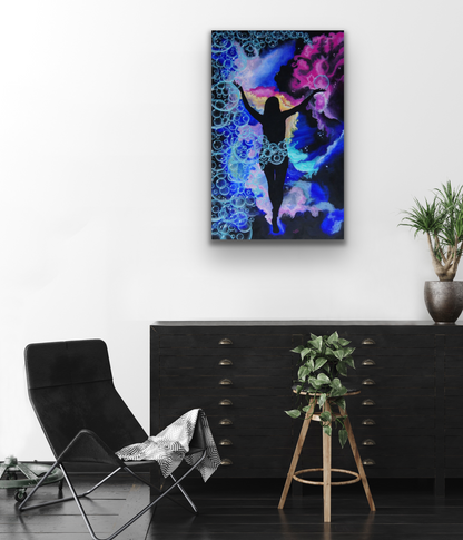 "Galactic Walk" art work comes in four different canvas print sizes.
