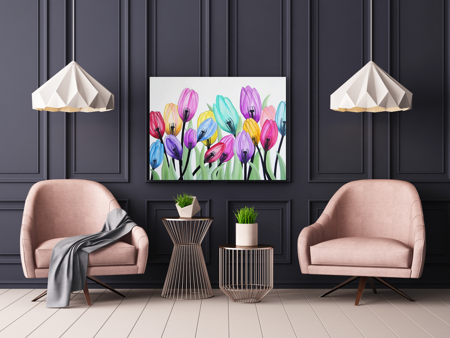 "Joyful"  art work comes in five different canvas print sizes.